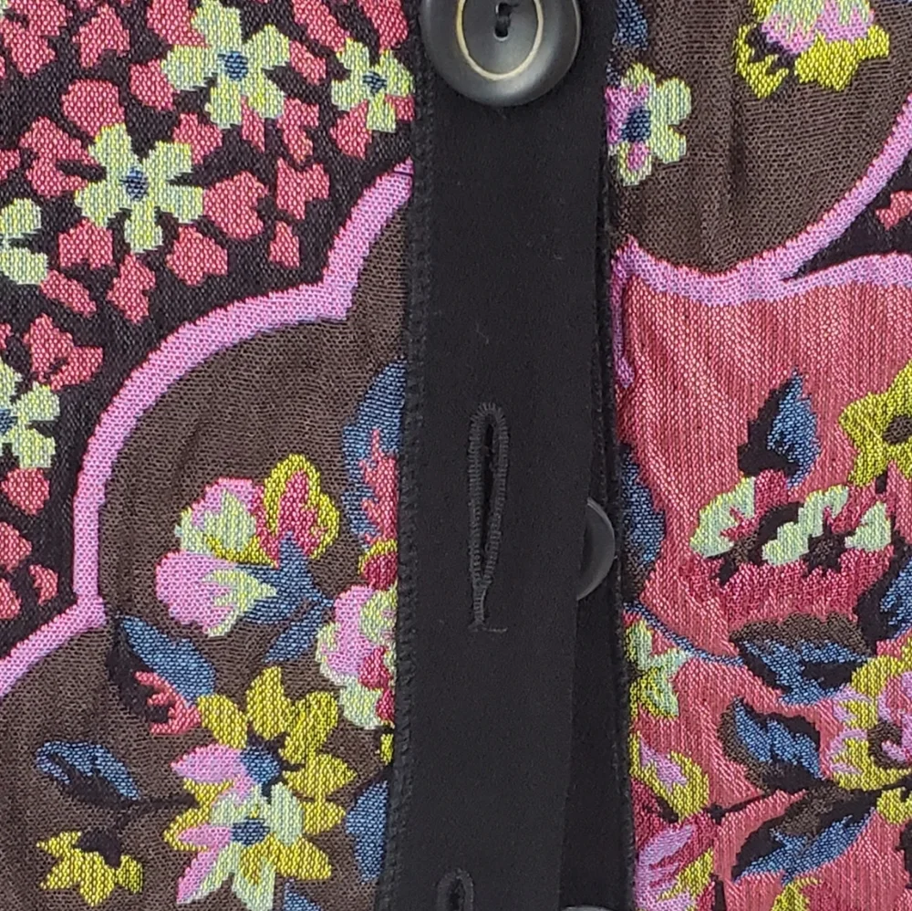 Canvasback Vintage Vibrant Multicolor Flower Cotton Blend Blazer Size 14 - Picture 4 of 9